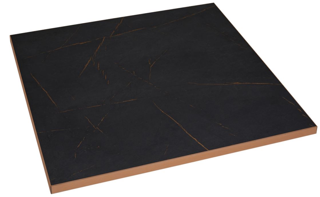 Tafelbladen HPL-Line Black Copper Marble + Bronze Edge