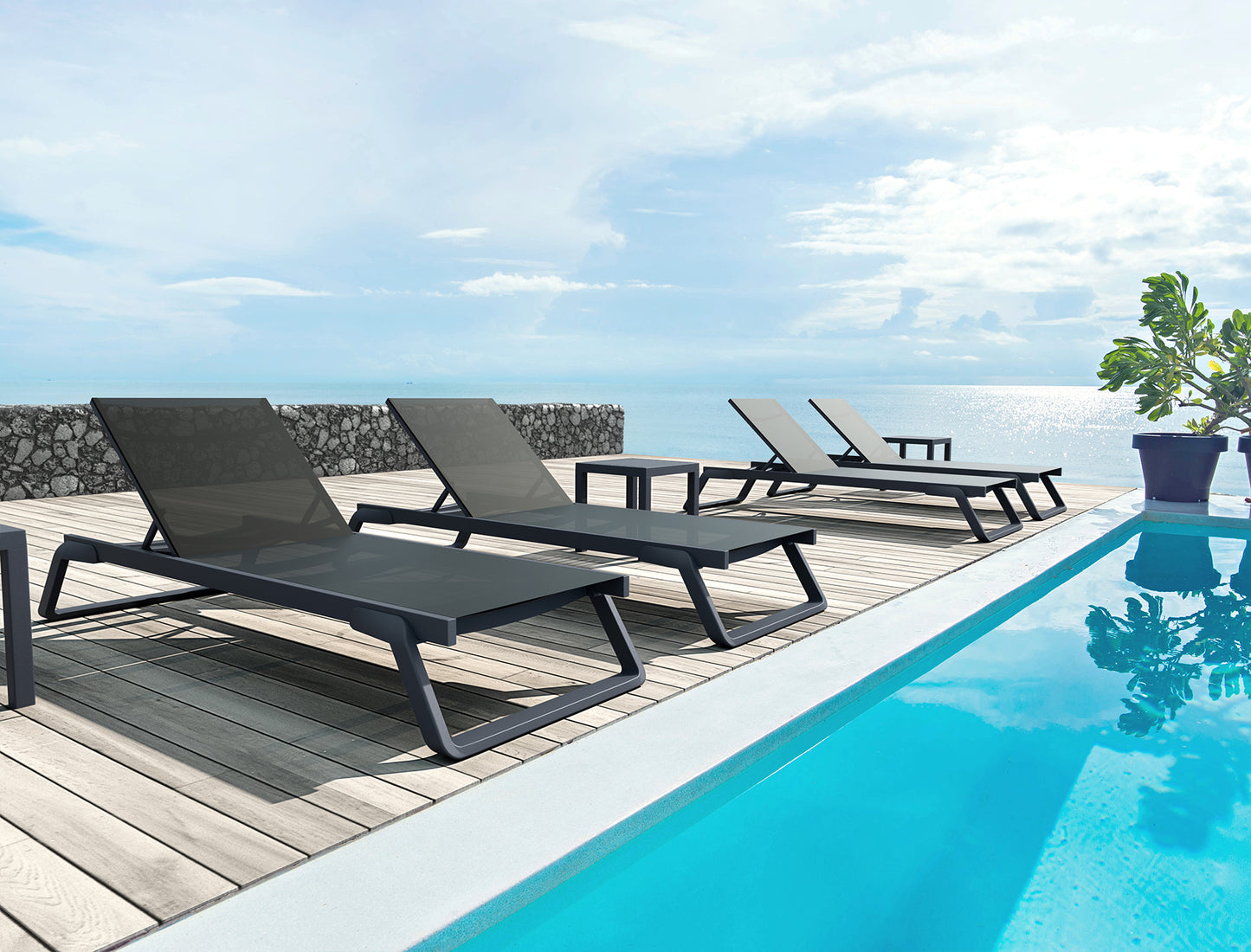 Ligbed Tropic Zwart - Donkergrijs